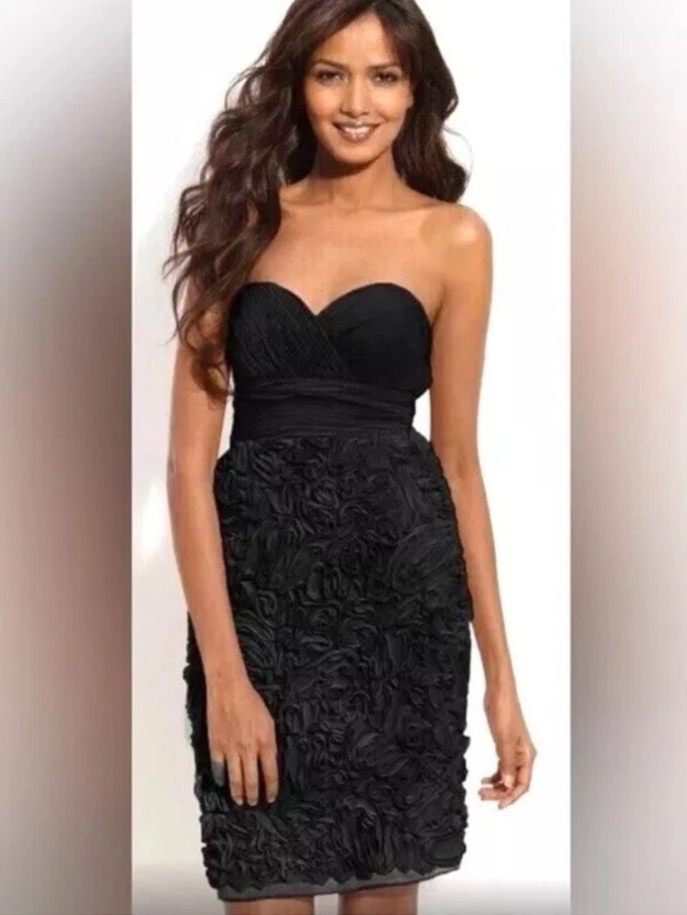 NWT JS Collections Black Strapless Rosettes Whimsy Dress Formal Size 4